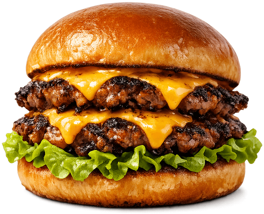 Smash burger signature : double steak smashé, cheddar fondant, pain brioché doré